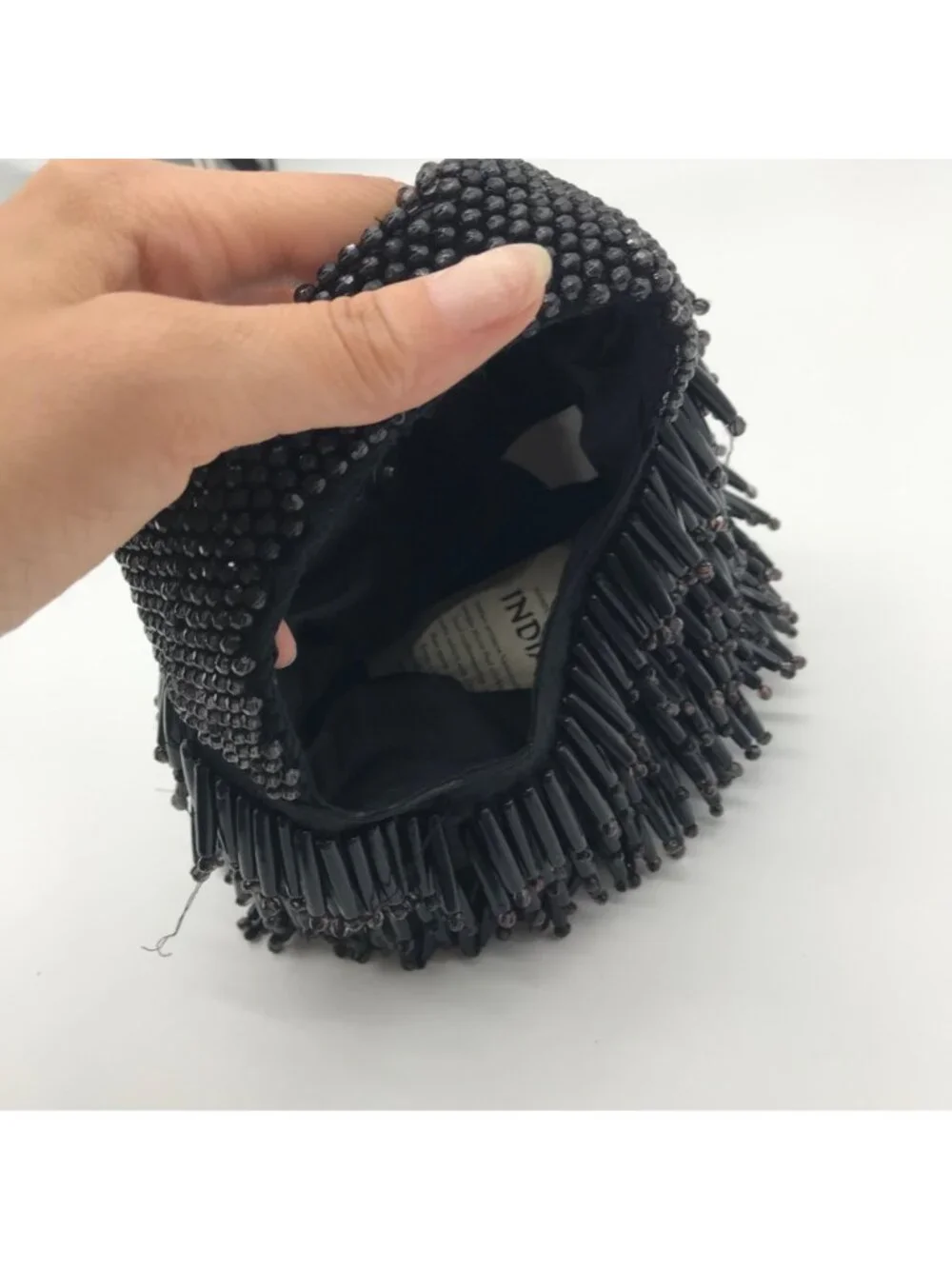 Unbranded Black Beaded Fringe Handbag - Picture 10 of 10